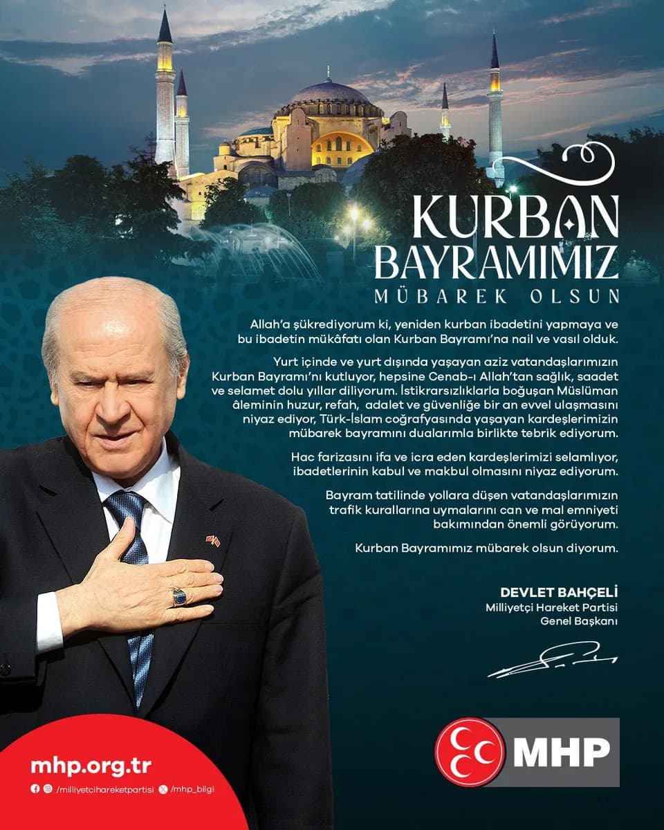 MHP'den Kurban Bayramı Mesajı: Birlik ve Bereket Temennileri