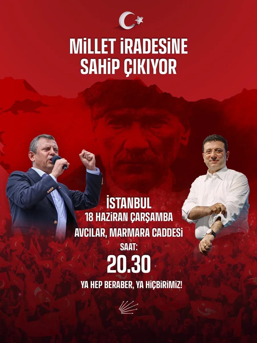 CHP Avcılar'da Ekrem İmamoğlu ve Siyasi Tutsaklara Destek Mitingi Düzenliyor