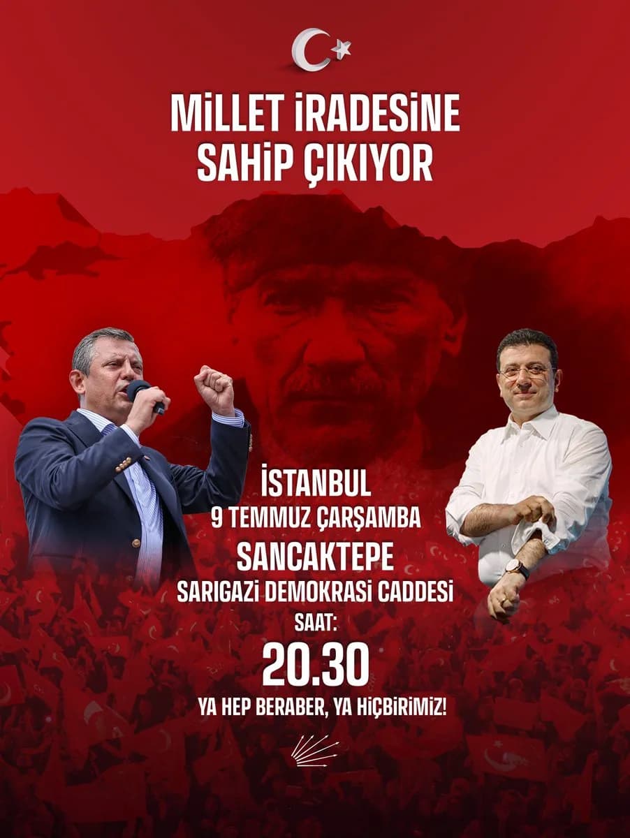 CHP Sancaktepe'de Özgürlük ve Adalet Mitingi Düzenliyor
