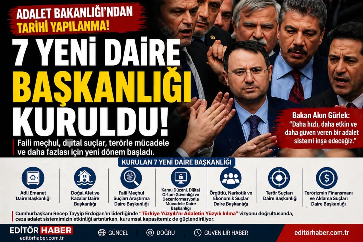 Adalet Bakanlığı’nda Tarihi Yapılanma: 7 Yeni Daire Başkanlığı Kuruldu! Faili Meçhul, Dijital Suçlar ve Terörle Mücadelede Yeni Dönem