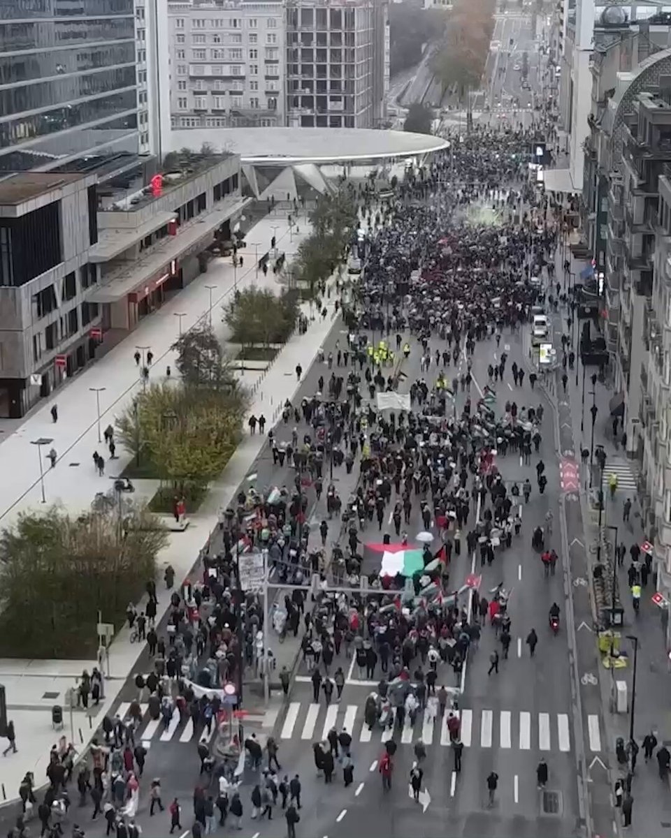 Belçika'nın Başkenti Brüksel'de İsrail'in Gazze Saldırılarını Protesto Eder