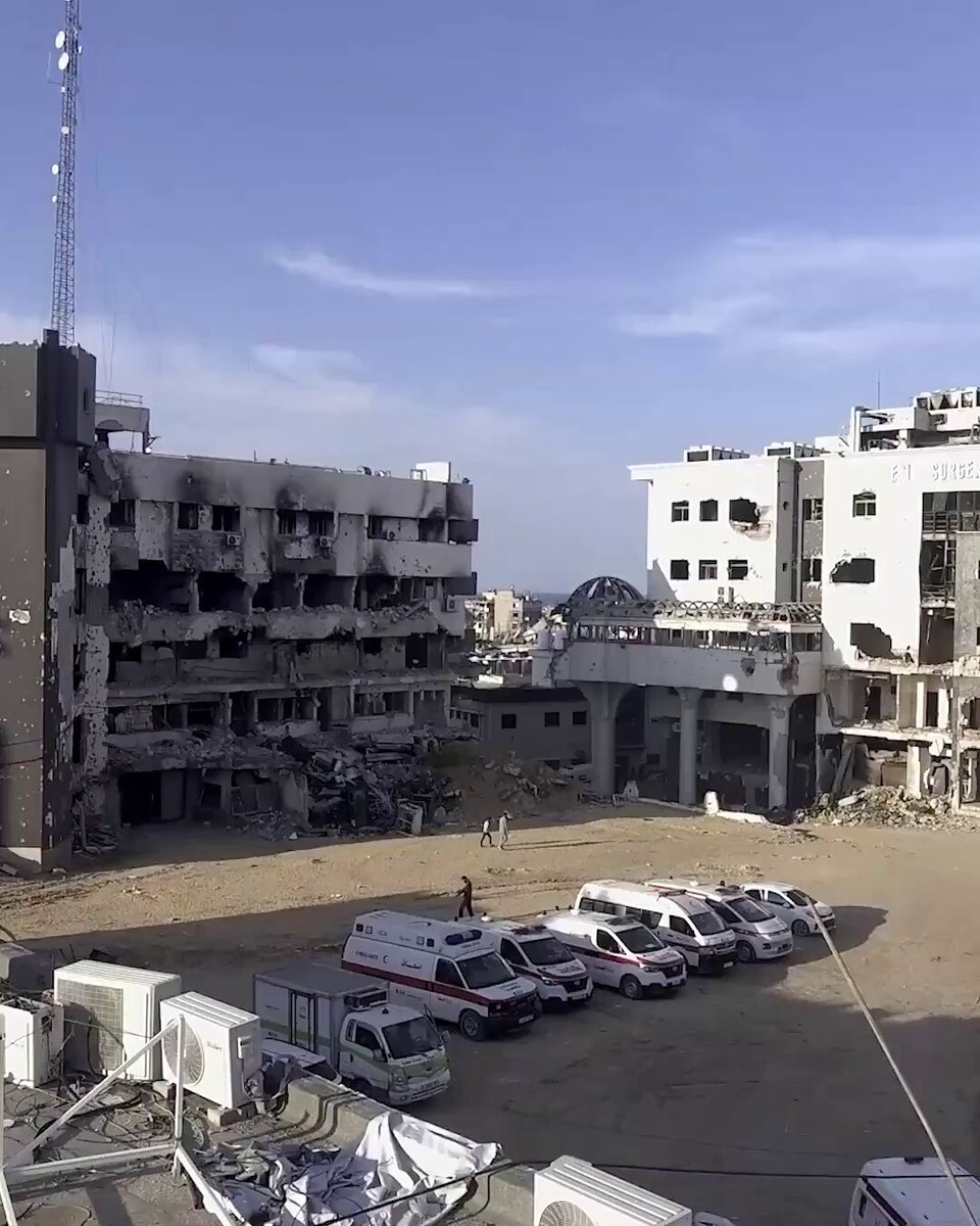 Gazze'deki Şifa Hastanesi ve Çevresinde Yaşanan Yıkım Havadan Görüntülendi