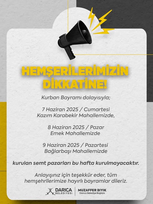 Darıca Belediyesi Hemşehrilere Önemli Duyuru Yaptı