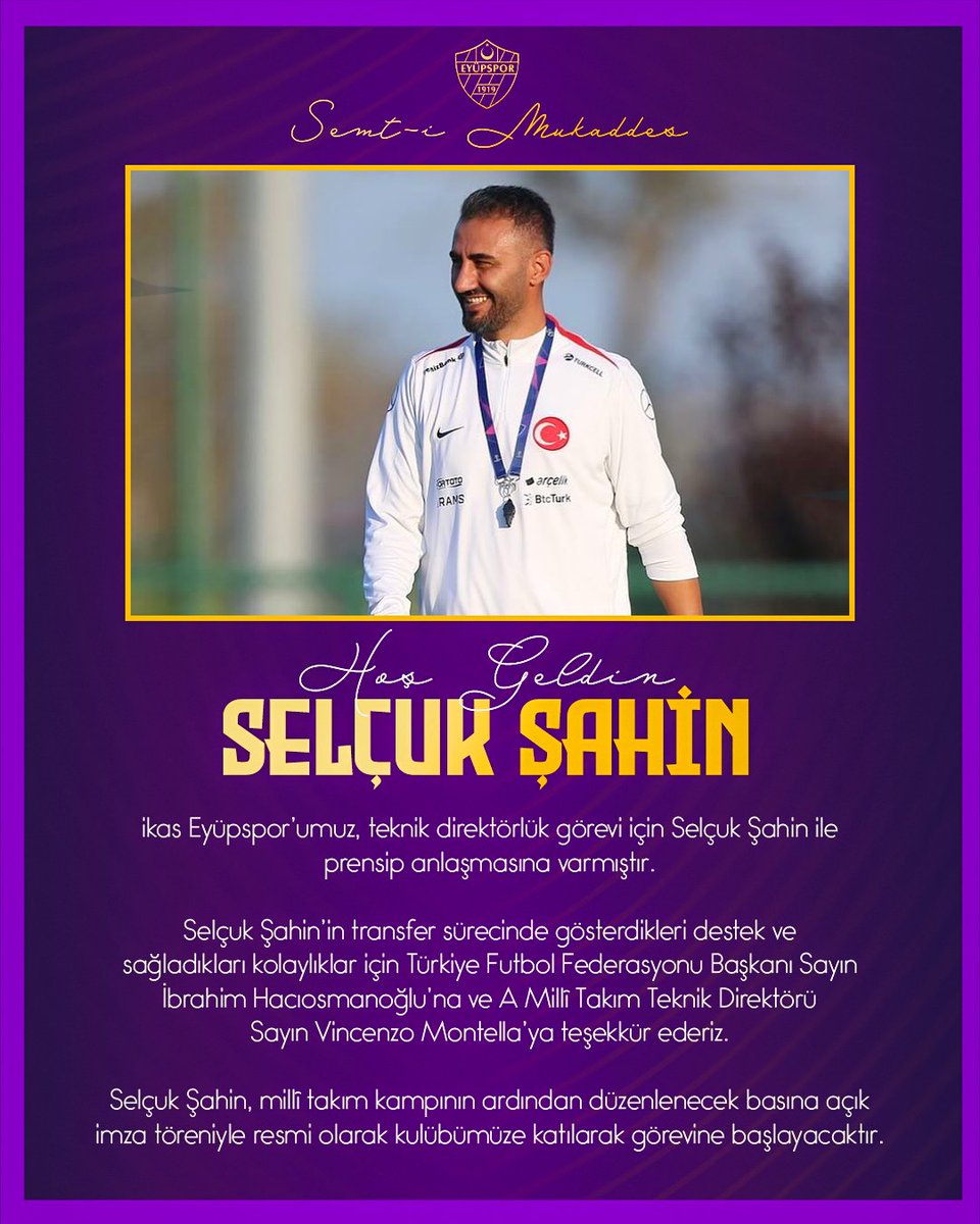 Eyüpspor, Selçuk Şahin ile Anlaştı: Yeni Teknik Direktör Belli Oldu