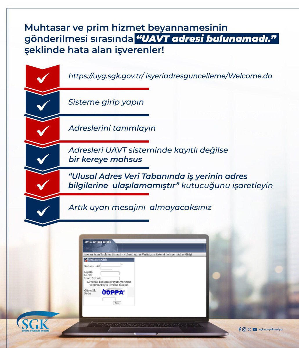 SGK Muhtasar Beyannamesi Gönderiminde UAVT Adresi Hatası: Çözüm Yolları