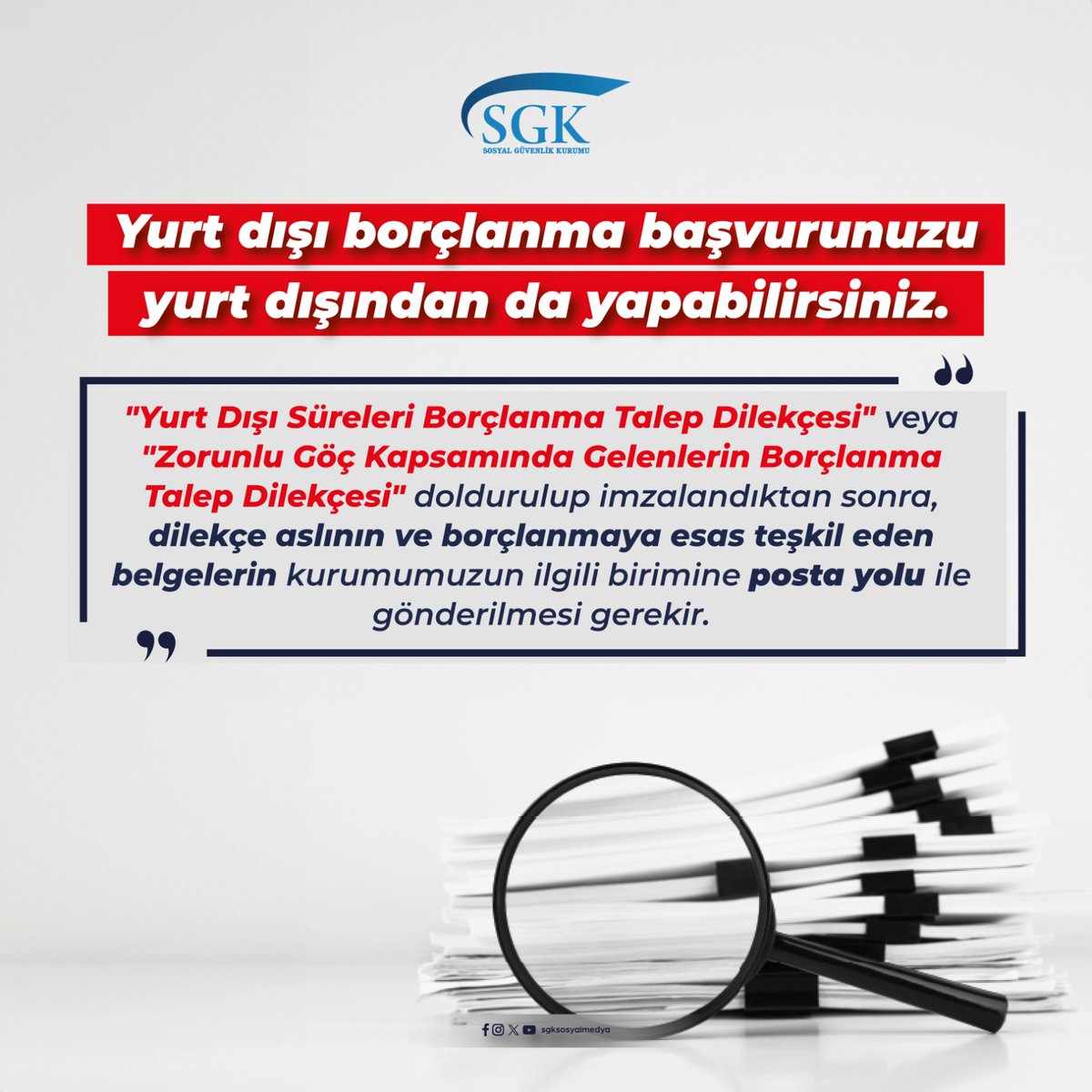 Yurt Dışı Borçlanma Başvuruları Posta Yoluyla Yapılıyor
