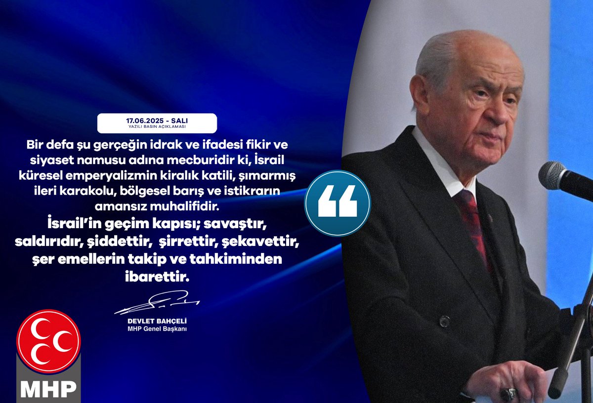 MHP'den İsrail'e Sert Eleştiri: Küresel Emperyalizmin Kiralık Katili