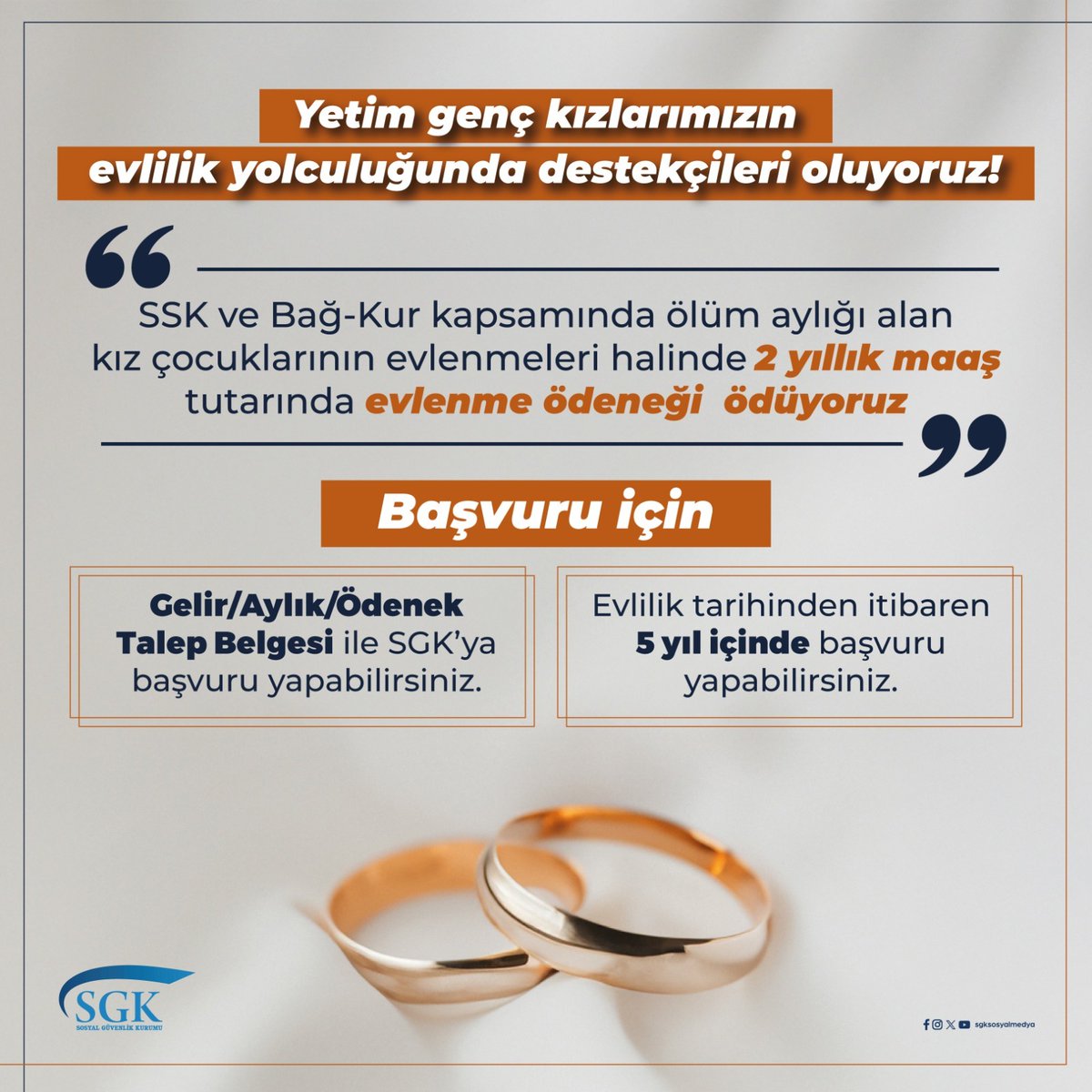 SGK, Yetim Genç Kızlara Evlilik Yardımı Sağlıyor