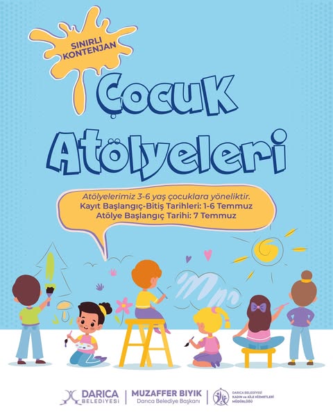 Darıca Belediyesi'nde 3-6 Yaş Çocuk Atölyeleri Başlıyor: Kayıtlar Başladı