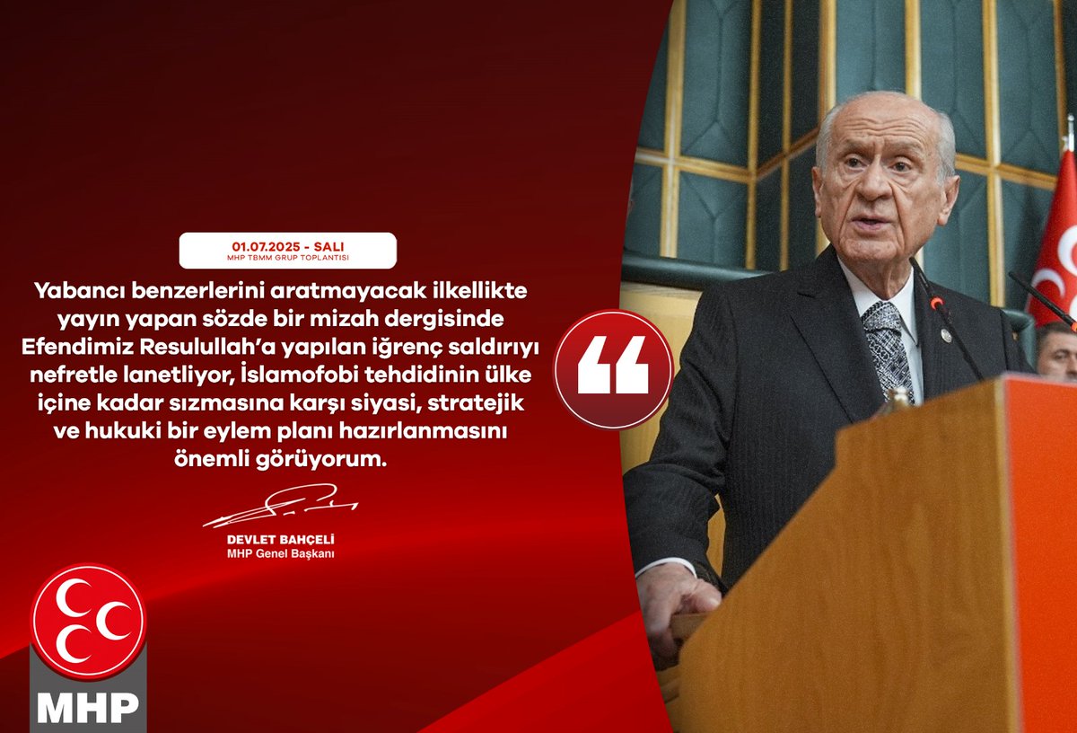 MHP'den İslamofobi'ye Karşı Eylem Çağrısı: Efendimiz'e Yönelik Saldırıya Tepki