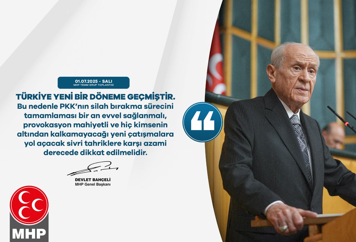 MHP'den PKK Silah Bırakma Sürecine Çağrı: Provokasyonlara Karşı Azami Dikkat