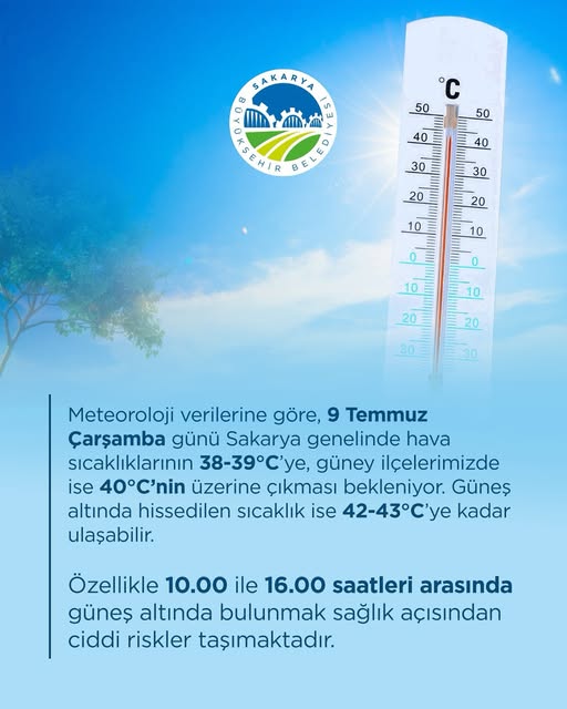 Sakarya'da Aşırı Sıcaklık Uyarısı: Yaşlılar, Çocuklar ve Kronik Hastalar Dikkat!
