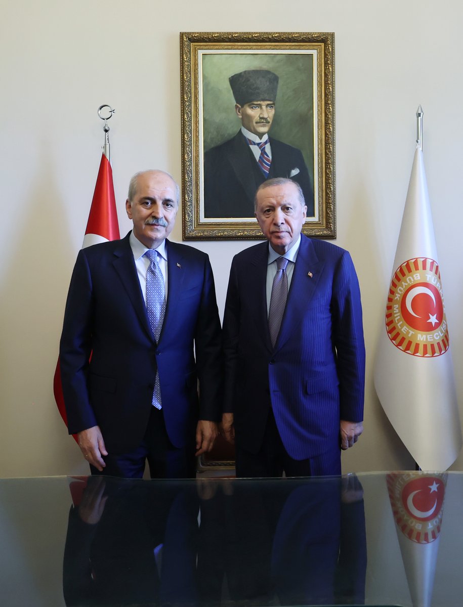 Cumhurbaşkanı Erdoğan ve TBMM Başkanı Kurtulmuş TBMM'de Görüştü