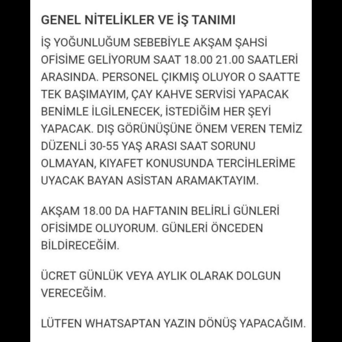 İstanbul'da Kadın Asistan İlanı: Kişisel Bakıma Önem Veren Aday Aranıyor