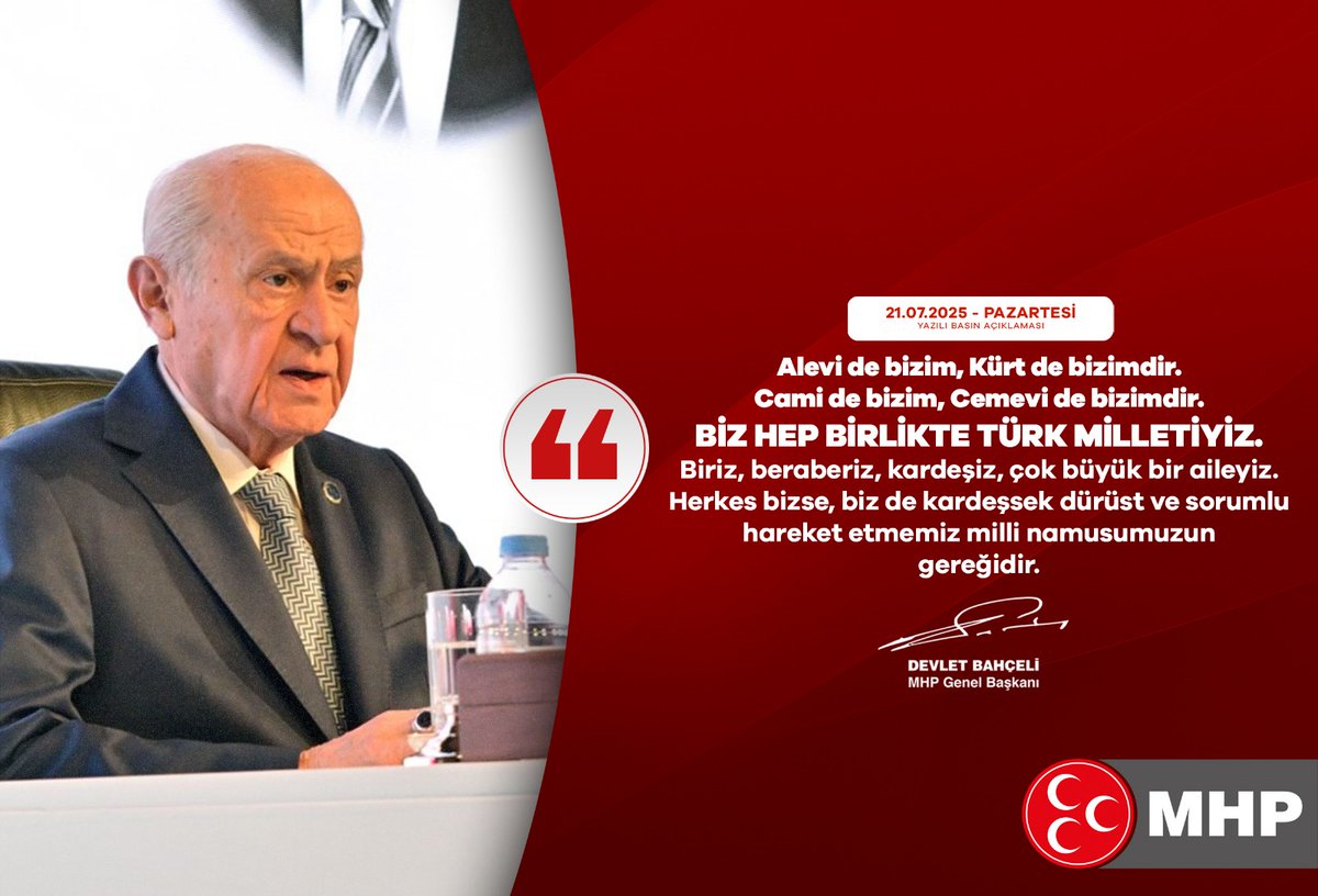 MHP Genel Başkanı'ndan Birlik ve Kardeşlik Mesajı: 