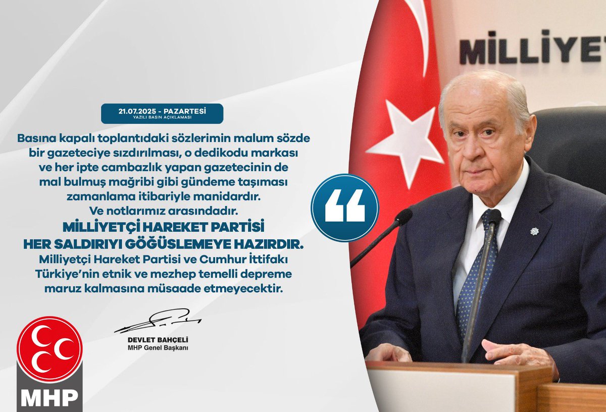 MHP'den Basına Sızdırılan Bilgilere Tepki: Zamanlama Manidar