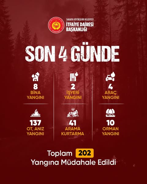 Sakarya'da 4 Günde 200 Yangına Müdahale: Şehir ve Ormanlar Korunuyor