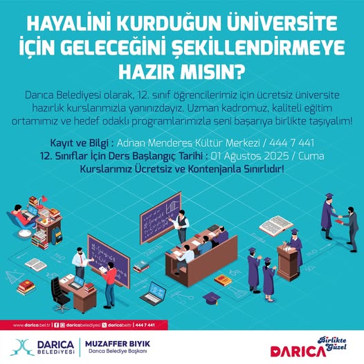 Darıca Belediyesi'nden Üniversite Adaylarına Ücretsiz Hazırlık Kursları