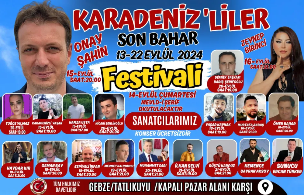 Karadenizliler Son Bahar Festivali ve Çocuk Karnavalı Gebze’de Başlıyor!